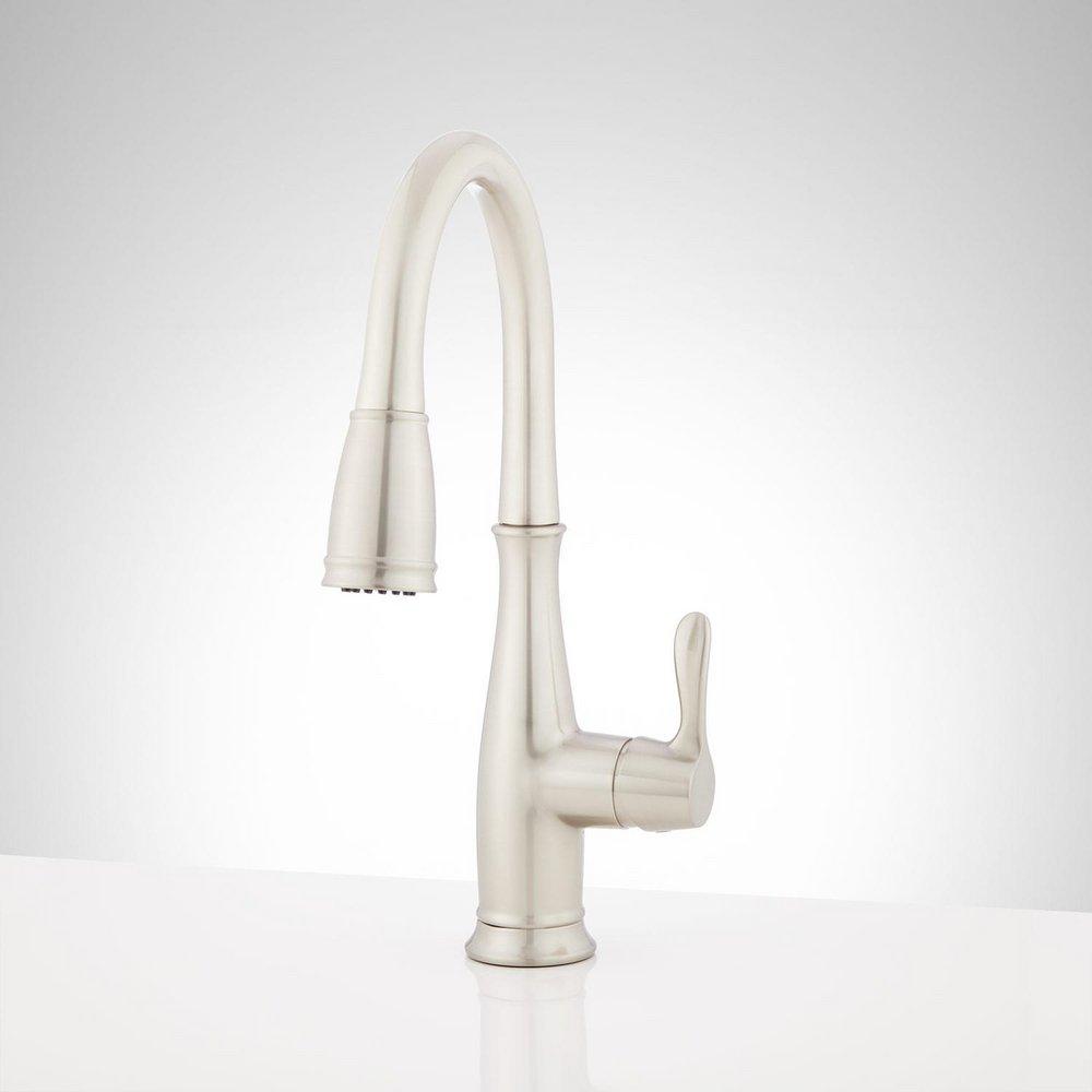 Signature Hardware Stainless Steel Single Handle Pull Down Kitchen Faucet with Magnetic Sprayhead 