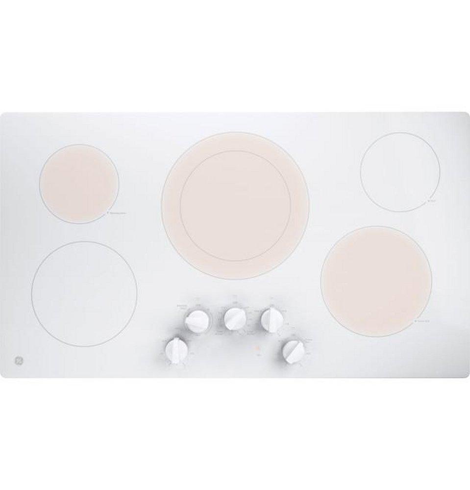 GE&reg; White 5-Burner 5-Element Smoothtop Cooktop 