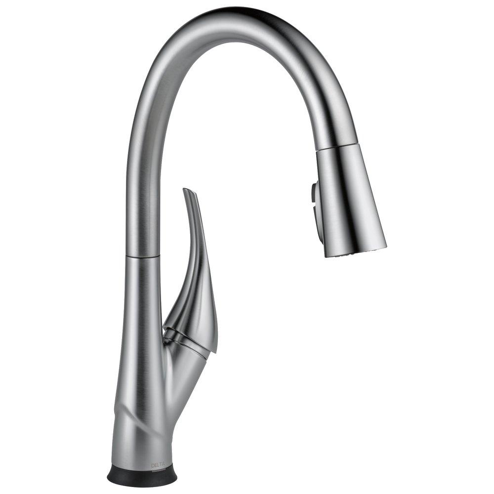 Delta Faucet Arctic Stainless Single Handle Pull Down Touch Activated Kitchen Faucet 