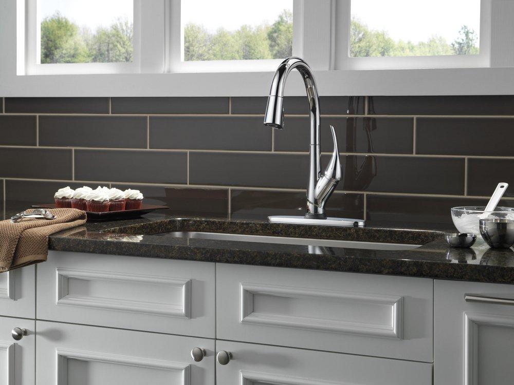 Delta Faucet Chrome Single Handle Pull Down Touch Activated Kitchen Faucet 