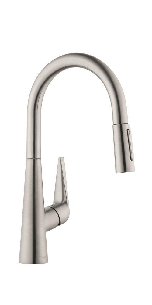 Hansgrohe Steel Optic Single Handle Pull Down Kitchen Faucet 