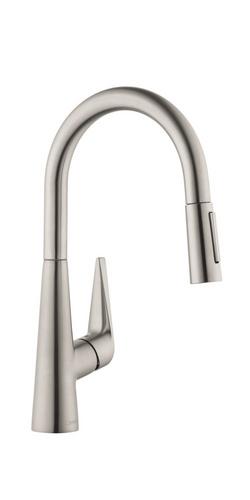 Single Handle Pull Down Kitchen Faucet in Steel Optic