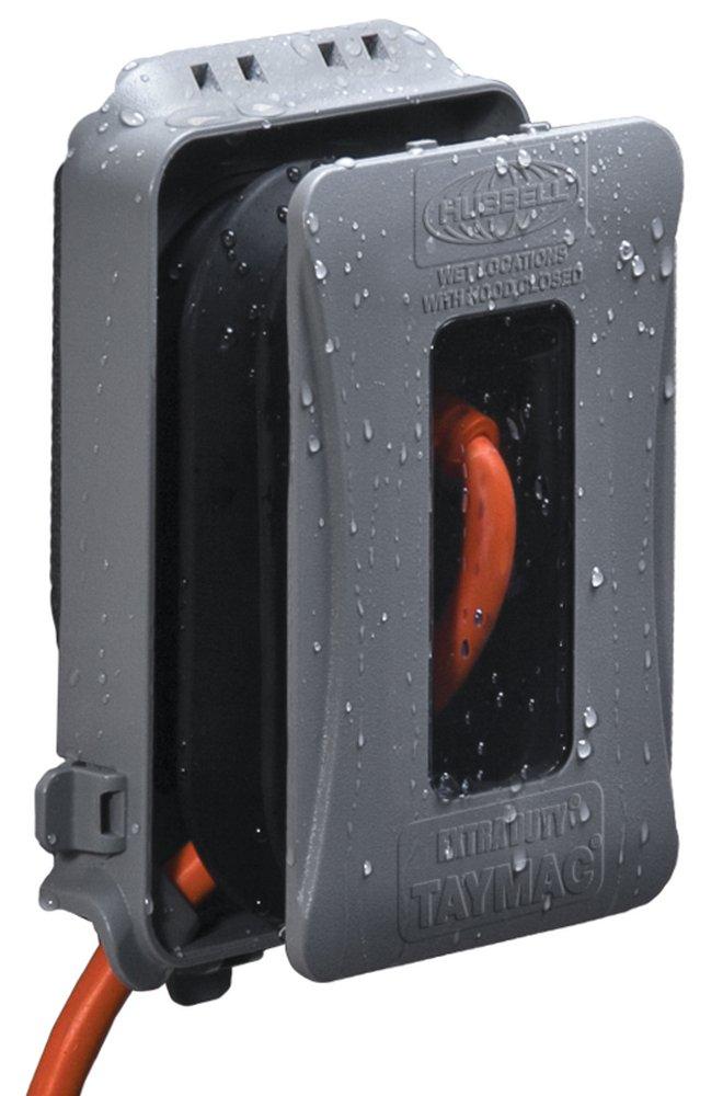 TayMac® Grey 1-Gang Plastic and Rubber Expandable while in use Cover 