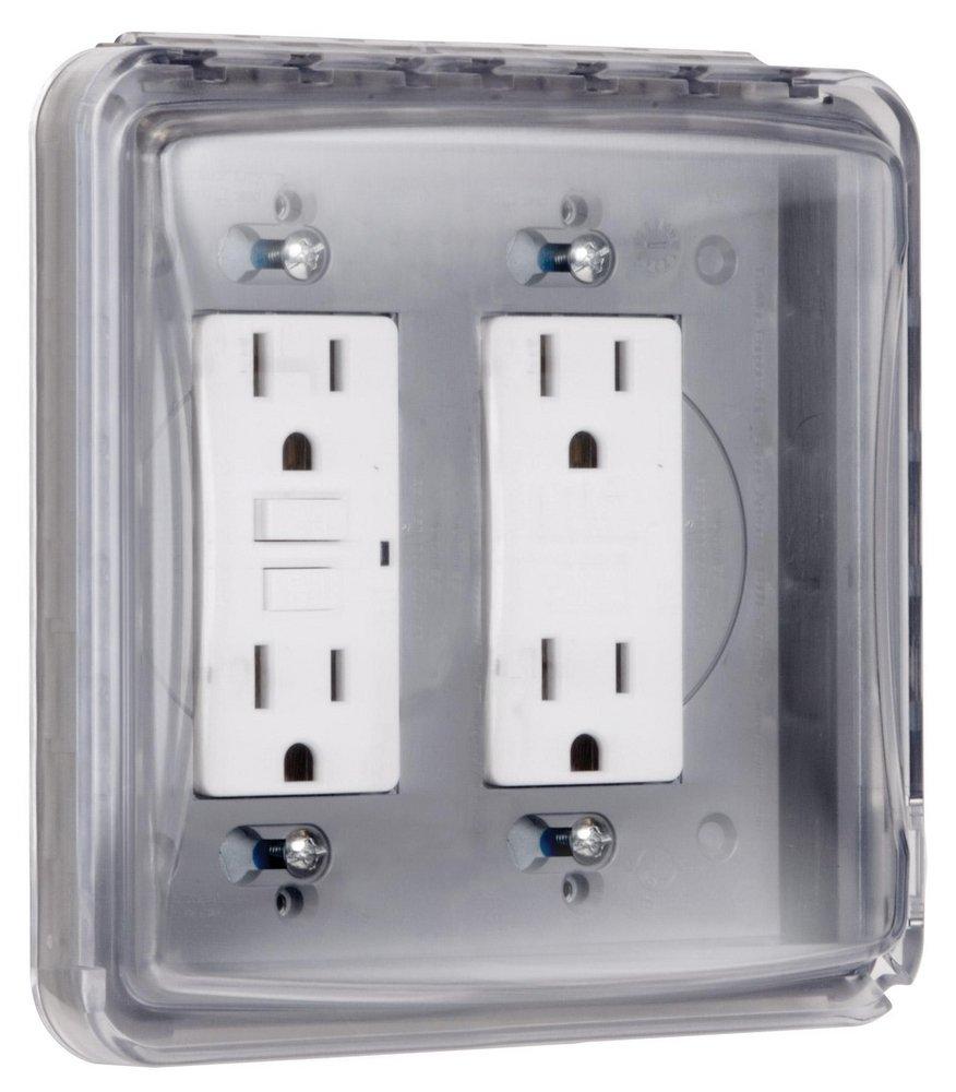 TayMac&reg; Clear 2-Gang Plastic Flat Cover 