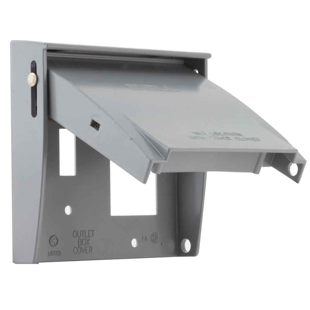 Bell Grey 4-1/2 x 4-9/16 in. 2-Gang Die Cast Aluminum Vertical Mount Device Cover 