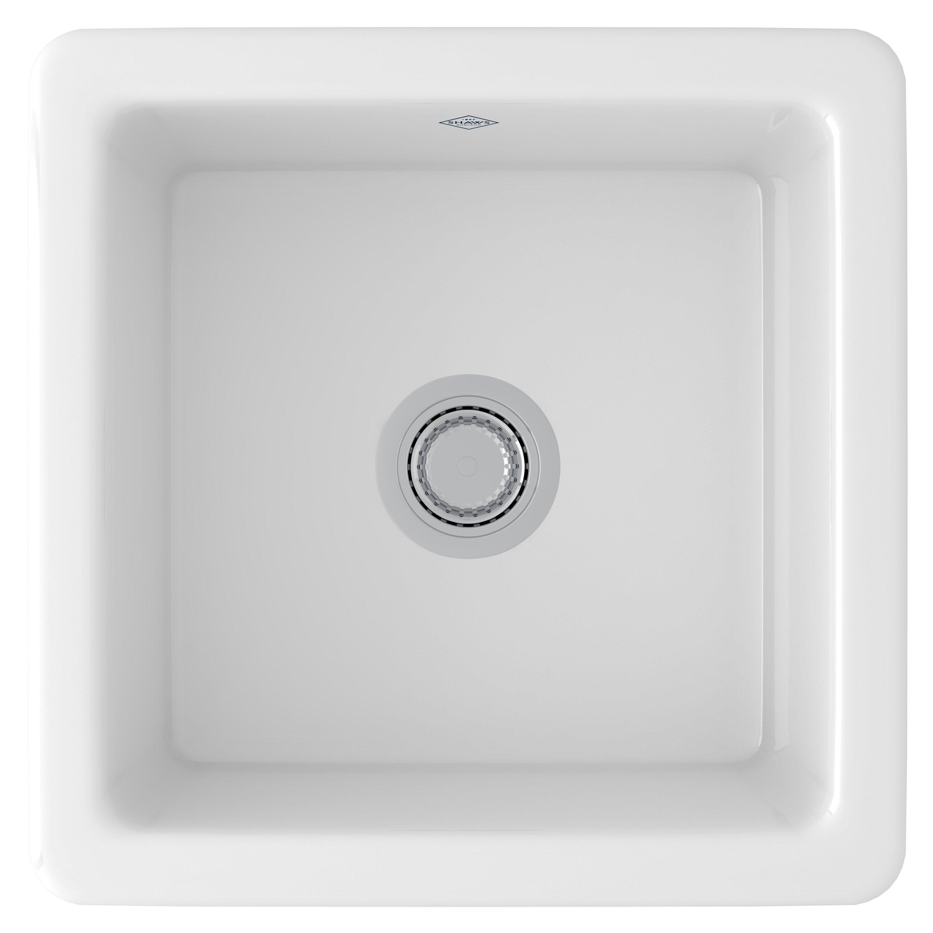 Shaws&reg; White 18-1/8 x 18-1/8 in. Drop-in and Undermount Fireclay Bar Sink 