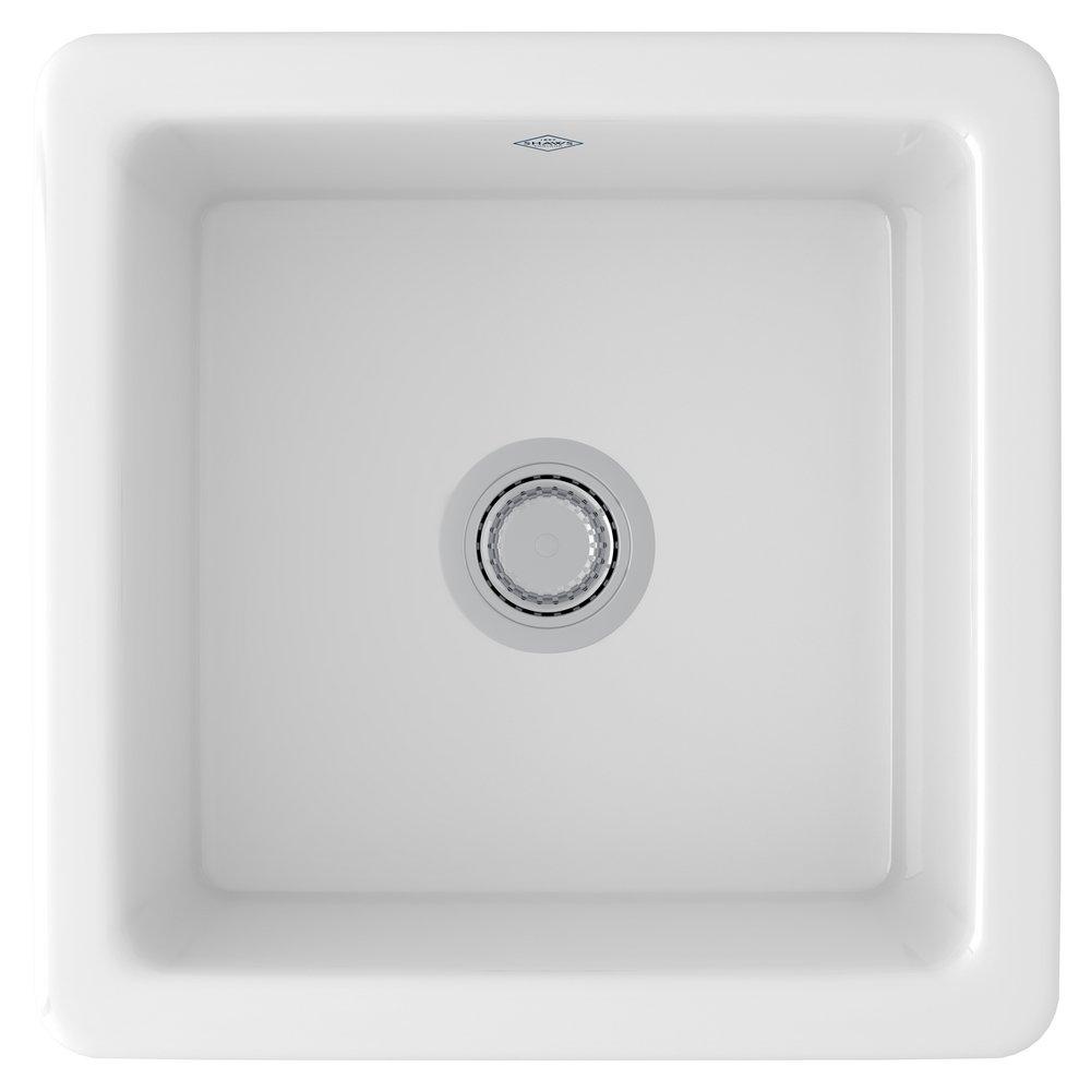 Shaws White 18-1/8 x 18-1/8 in. Drop-in and Undermount Fireclay Bar Sink 