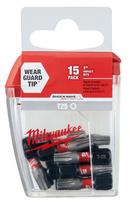 Milwaukee&reg; Silver T25 1 IN. SHOCKWAVE IMPACT DUTY INSERT BITS 15-PACK 