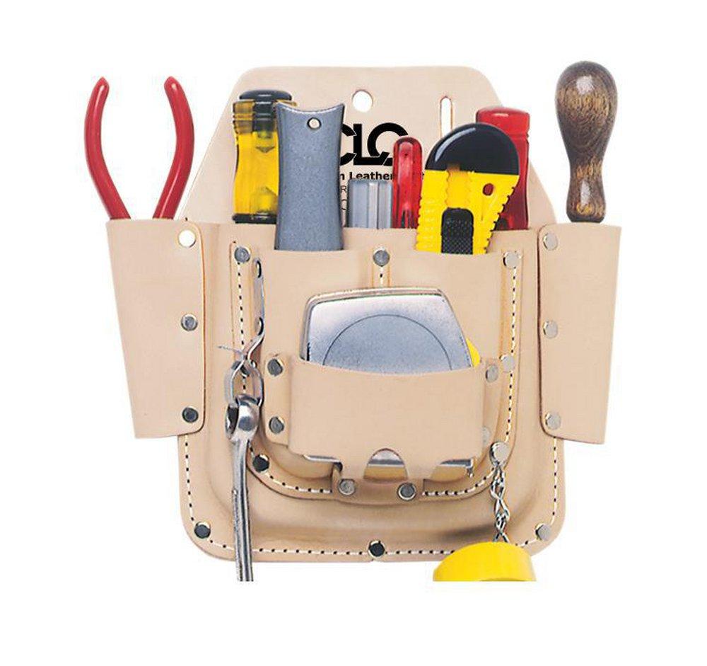 6 Pocket Top Grain Leather Electrical Maintenance Tool Pouch 