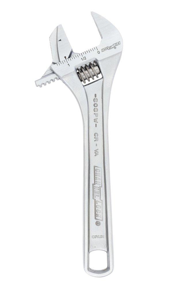 Channellock Chrome Adjustable Wrench with Reverse Pipe Jaw 