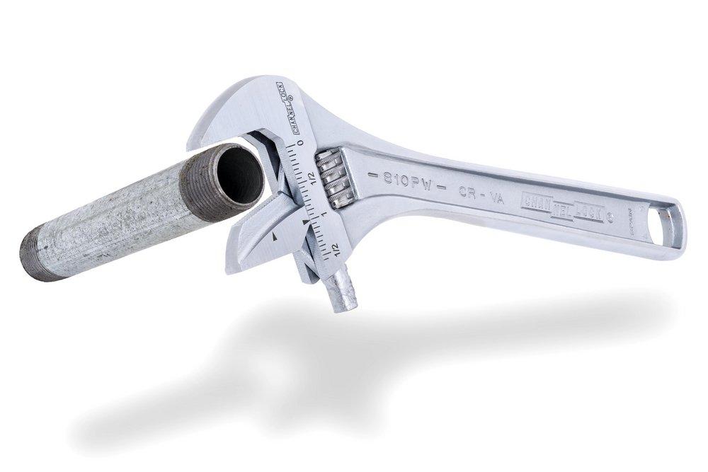 Channellock Chrome Adjustable Wrench with Reverse Pipe Jaw 