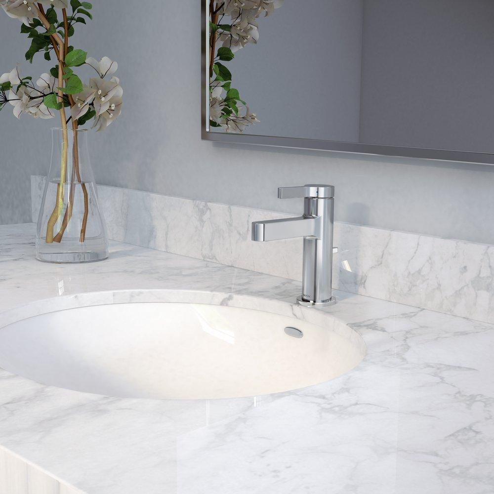 Moen Chrome Single Handle Monoblock Bathroom Sink Faucet 