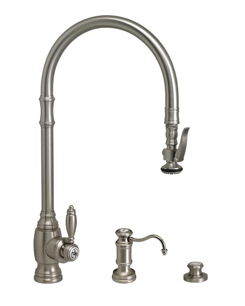 Waterstone Unlacquered Polished Brass PLP EXTENDED REACH PULL DOWN KITCHEN FAUCET 