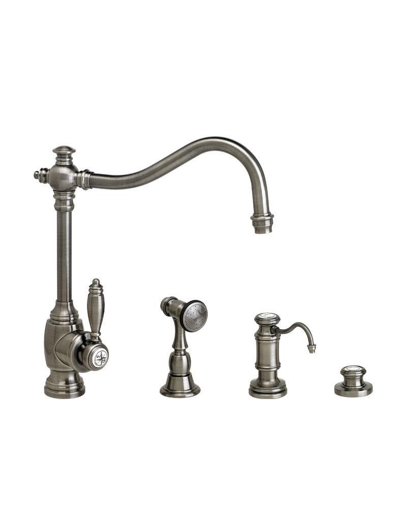 Waterstone Unlacquered Polished Brass ANNAPOLIS KITCHEN FAUCET - 3 PC SUITE 