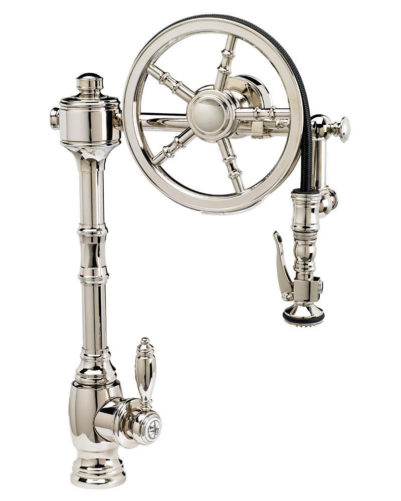 Waterstone Unlacquered Polished Brass THE WHEEL PULL DOWN FAUCET 