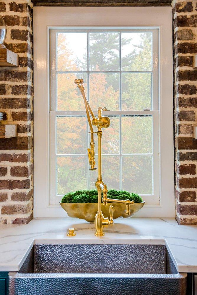 Waterstone Satin Brass GANTRY PULL DOWN FAUCET - 18  ARTICULATED SPOUT 