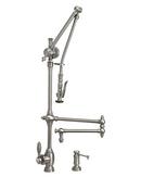 Waterstone Satin Brass GANTRY PULL DOWN FAUCET - 18  ARTICULATED SPOUT 
