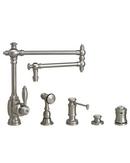 Waterstone Satin Brass TOWSON KITCHEN FAUCET - 18  ARTICULATED SPOUT - 4 PC SUITE 