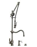 Waterstone Unlacquered Polished Brass GANTRY PULL DOWN FAUCET - HOOK SPOUT 