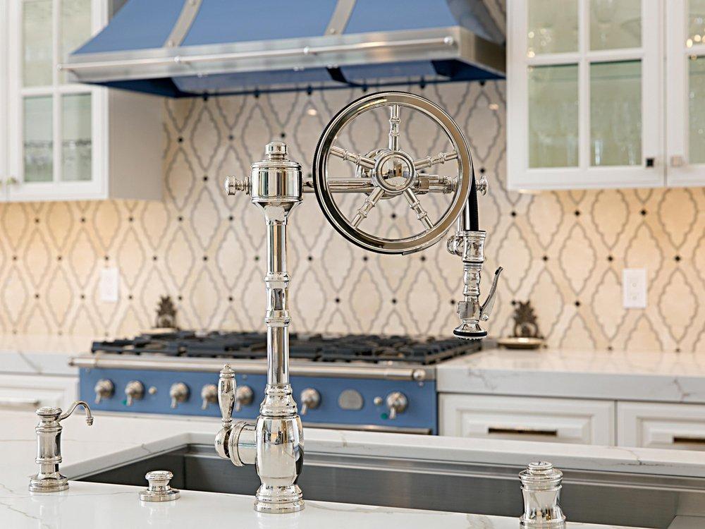 Waterstone Satin Brass THE WHEEL PULL DOWN FAUCET - 4 PC SUITE 