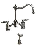 Waterstone Unlacquered Polished Brass ANNAPOLIS BRIDGE FAUCET W/ SIDE SPRAY - LEVER HANDLES 