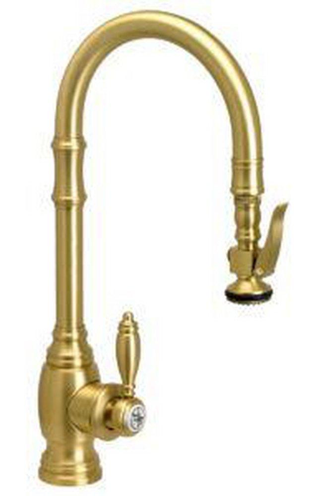 Waterstone Satin Brass Single Handle Pull Down Kitchen Faucet 