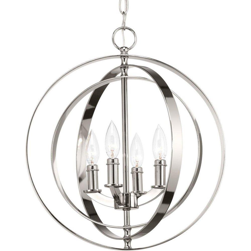 Progress Lighting Polished Nickel 16 in. 4-Light 60W Candelabra E-12 Incandescent Foyer Pendant 