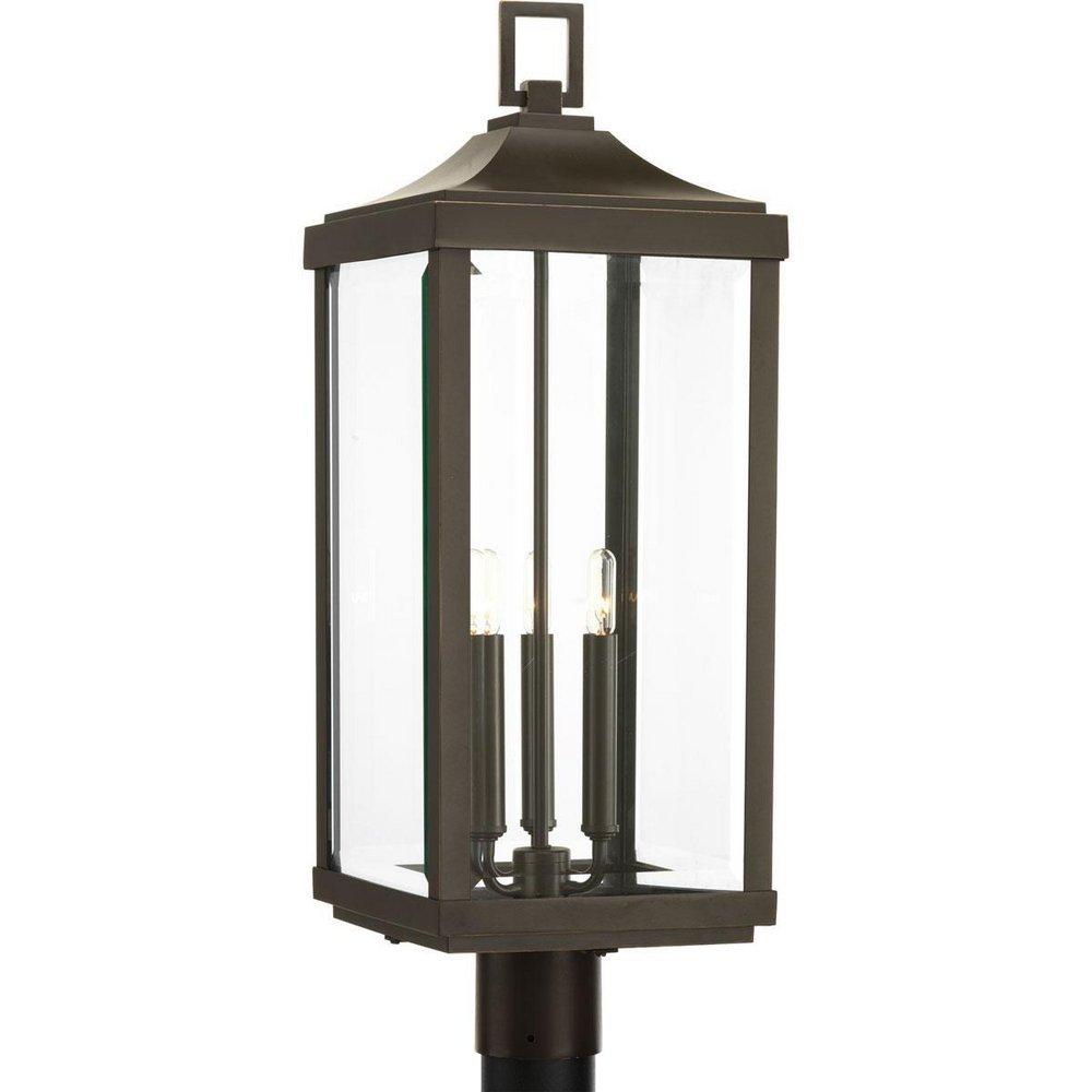 Progress Lighting Antique Bronze 60W 3-Light Candelabra E-12 Incandescent Post Mount Lantern 
