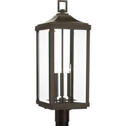 60W 3-Light Candelabra E-12 Incandescent Post Mount Lantern in Antique Bronze