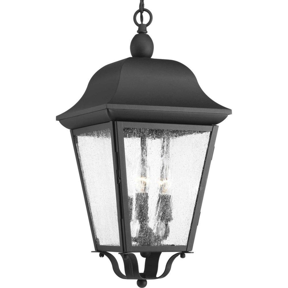 Progress Lighting Black 60W 3-Light Candelabra E-12 Incandescent Outdoor Pendant 