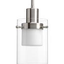 5-3/4 in. 1-Light LED Mini Pendant with Clear and Etched White Glass in Brushed Nickel