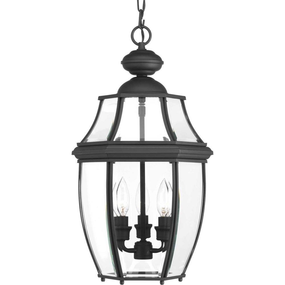 Progress Lighting Black 60W 3-Light Candelabra E-12 Incandescent Hanging Lantern 