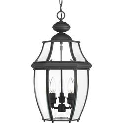 60W 3-Light Candelabra E-12 Incandescent Hanging Lantern in Black