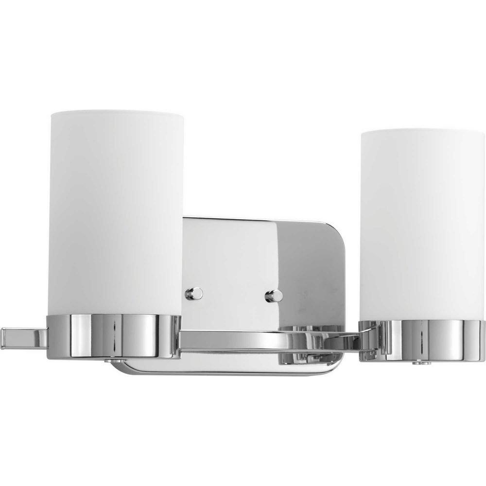Progress Lighting Polished Chrome 100W 2-Light Vanity Fixture with Etched White Glass 