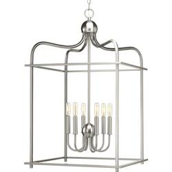 6-Light Foyer Pendant in Brushed Nickel