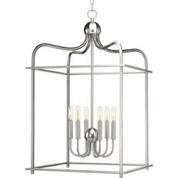 6-Light Foyer Pendant in Brushed Nickel