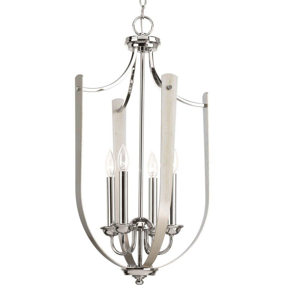 Progress Lighting Polished Nickel 240W 4-Light Candelabra E-12 Incandescent Foyer Pendent 