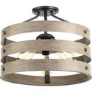 Progress Lighting Graphite 17 in. 3-Light Semi-Flush Convertible 