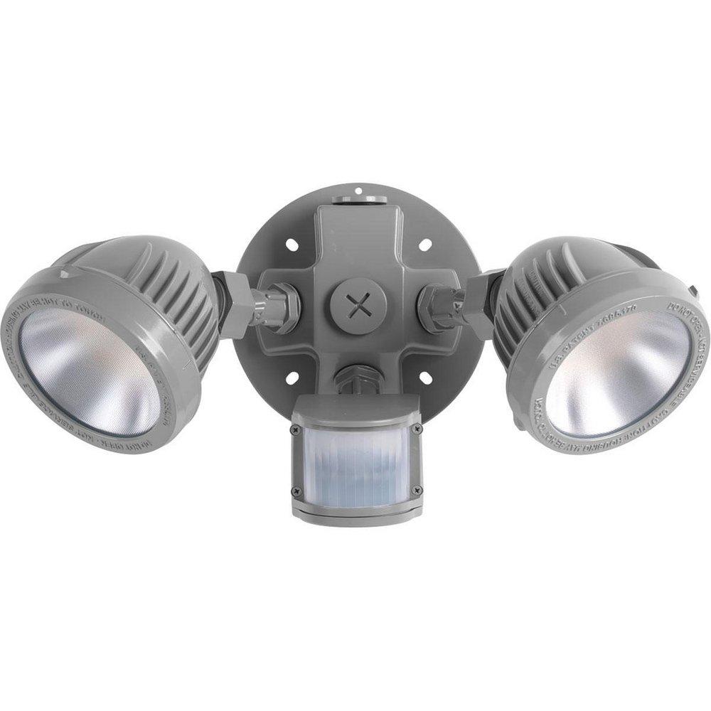 Progress Lighting Metallic Grey 26.6W 2-Light LED Security and Flood Light with Motion Sensor 