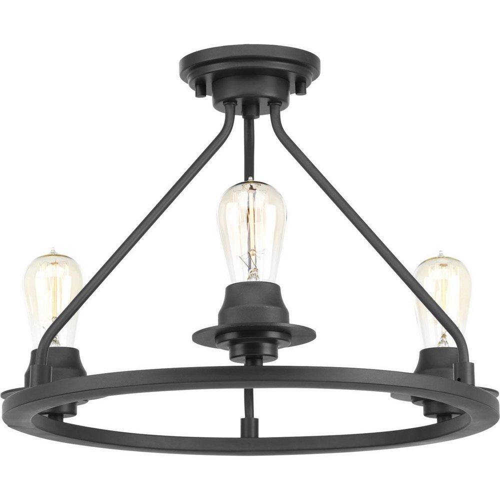 Progress Lighting Graphite 19-7/8 in. 3-Light Semi-Flush Convertible 