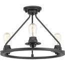 60W 3-Light Semi-Flush Mount Ceiling Light in Graphite