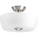100W 2-Light Semi-Flush Mount Ceiling Fixture with Medium E-26 Base in Brushed Nickel