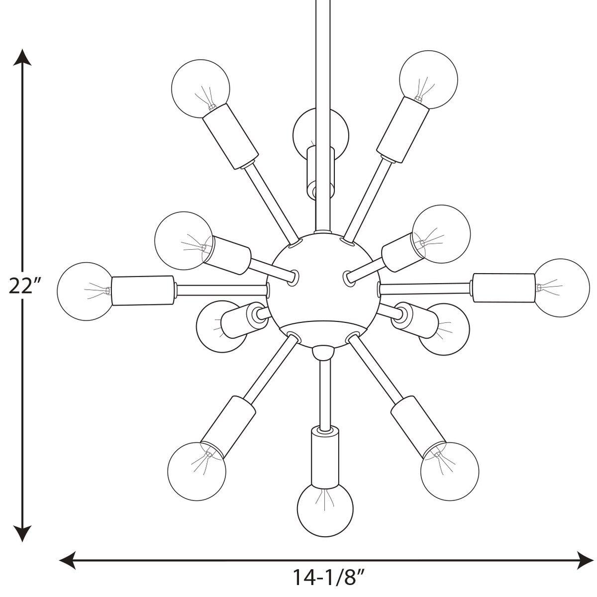 Progress Lighting Polished Nickel 25W 12-Light Chandelier 