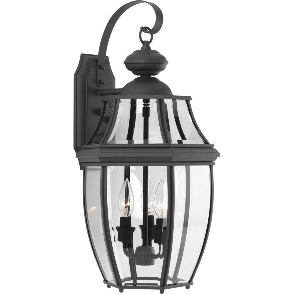 Progress Lighting Black 60W 3-Light Incandescent Outdoor Wall Sconce 