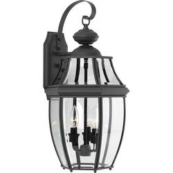60W 3-Light Incandescent Outdoor Wall Sconce in Black