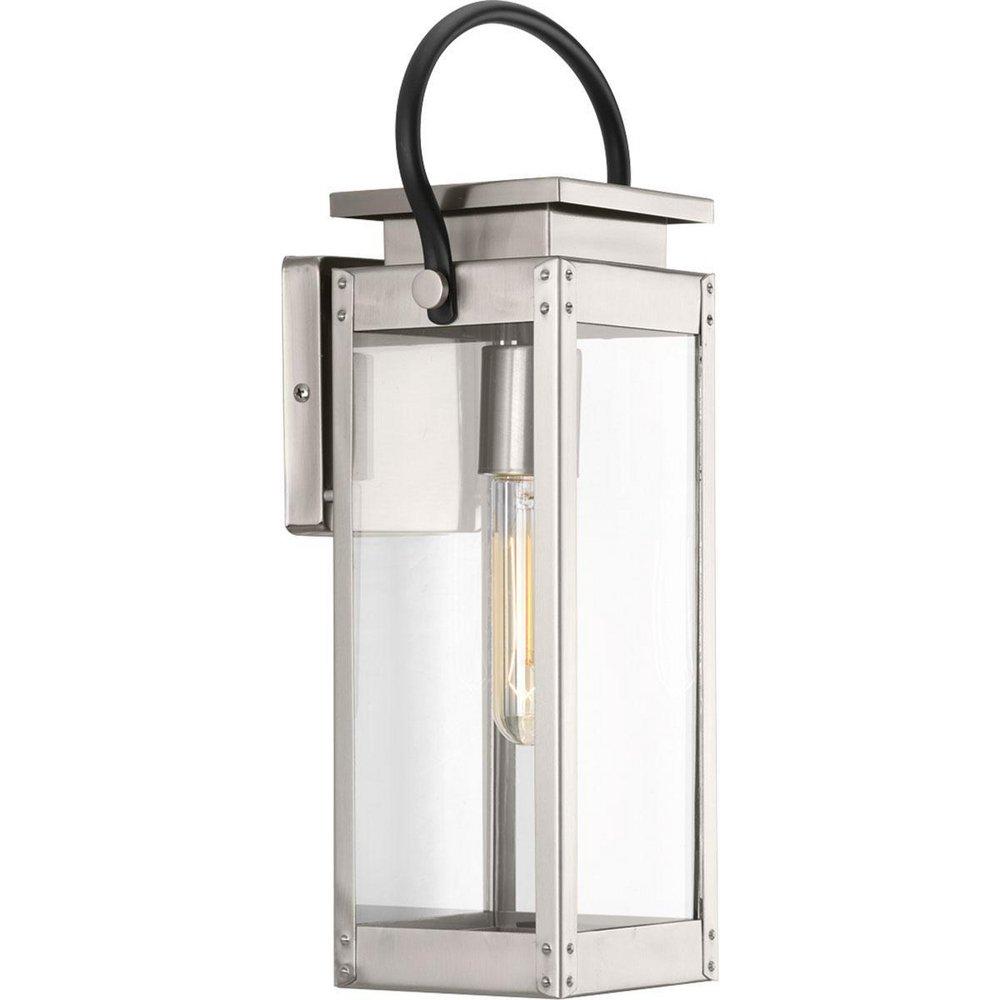 Progress Lighting Stainless Steel 15-7/8 in. 100W 1-Light Outdoor Wall Lantern 