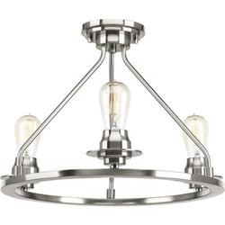 60W 3-Light Semi-Flush Mount Ceiling Fixture with Medium E-26 Base in Brushed Nickel
