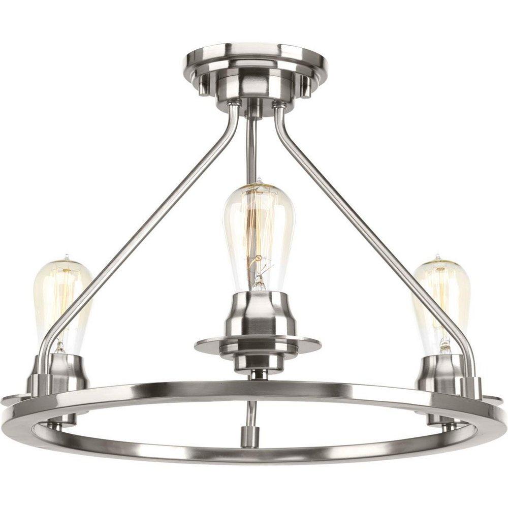 Progress Lighting Brushed Nickel 19-7/8 in. 3-Light Semi-Flush Convertible 
