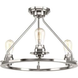 60W 3-Light Semi-Flush Mount Ceiling Fixture with Medium E-26 Base in Brushed Nickel