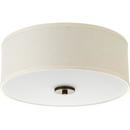 60W 2-Light Medium E-26 Incandescent Ceiling Light with Fabric Shade Linen and Etched Glass in Antique Bronze